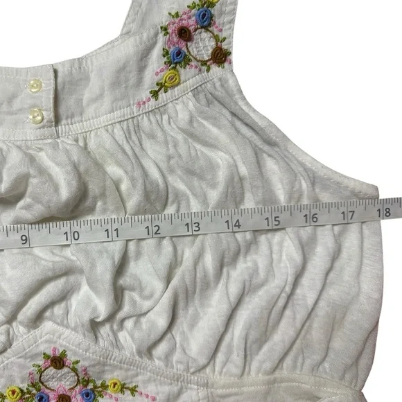 Free People Embroidered Floral Crop Tank Top White Size S - Picture 7 of 8